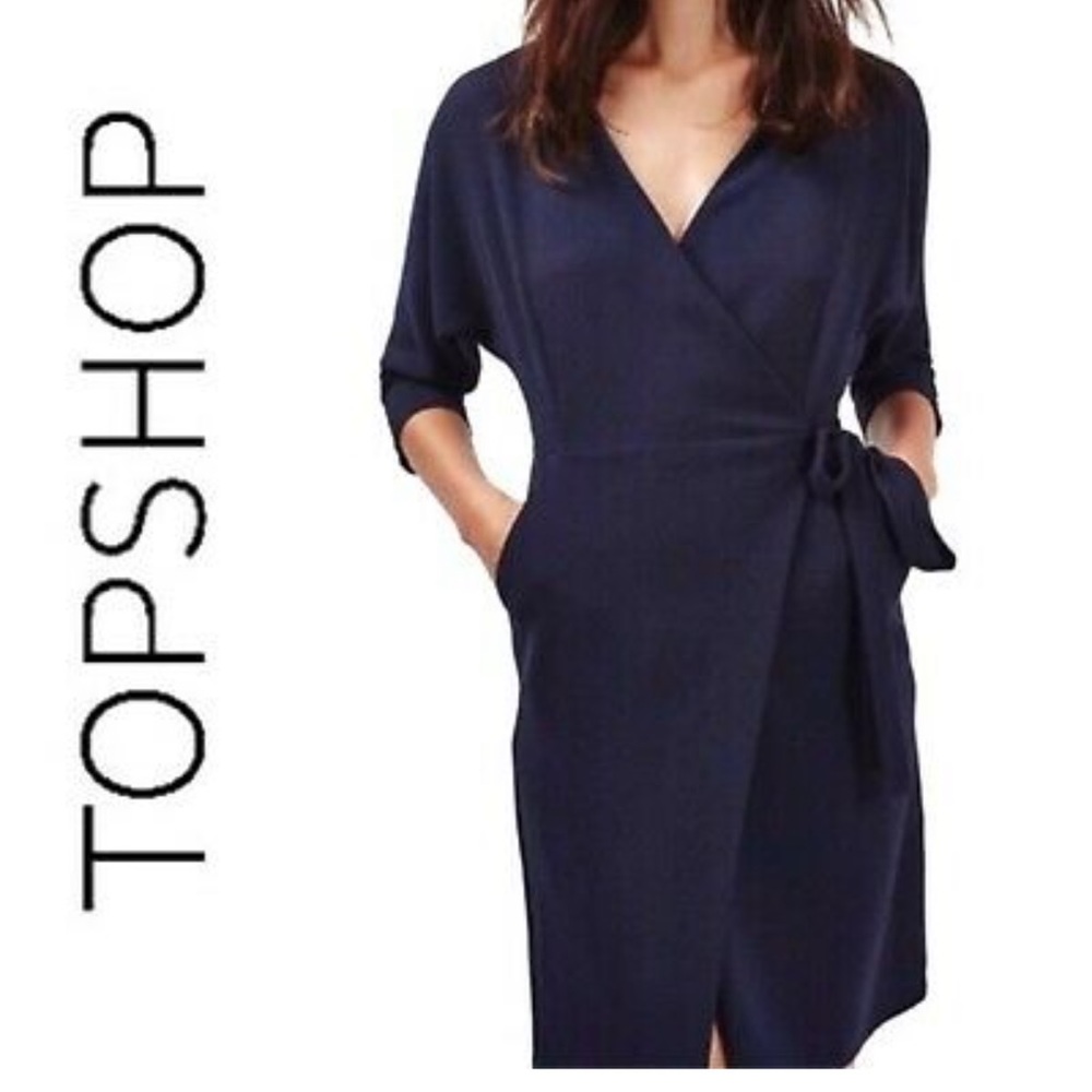 Top shop wrapped navy dress